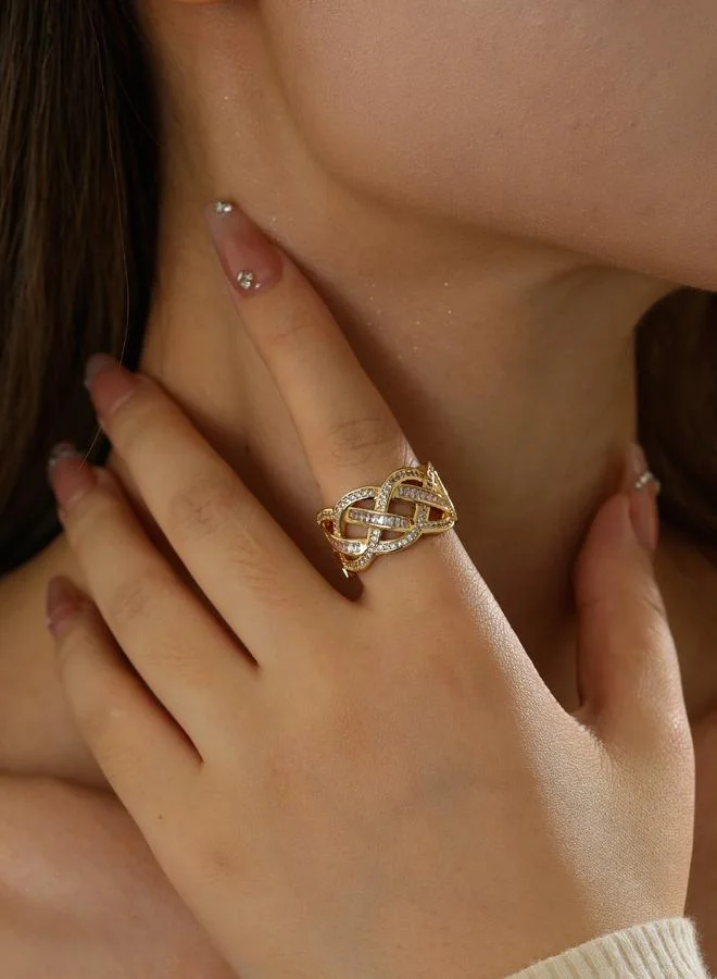 Take Two Gold Plated Cubic Zirconia Intertwined Ring