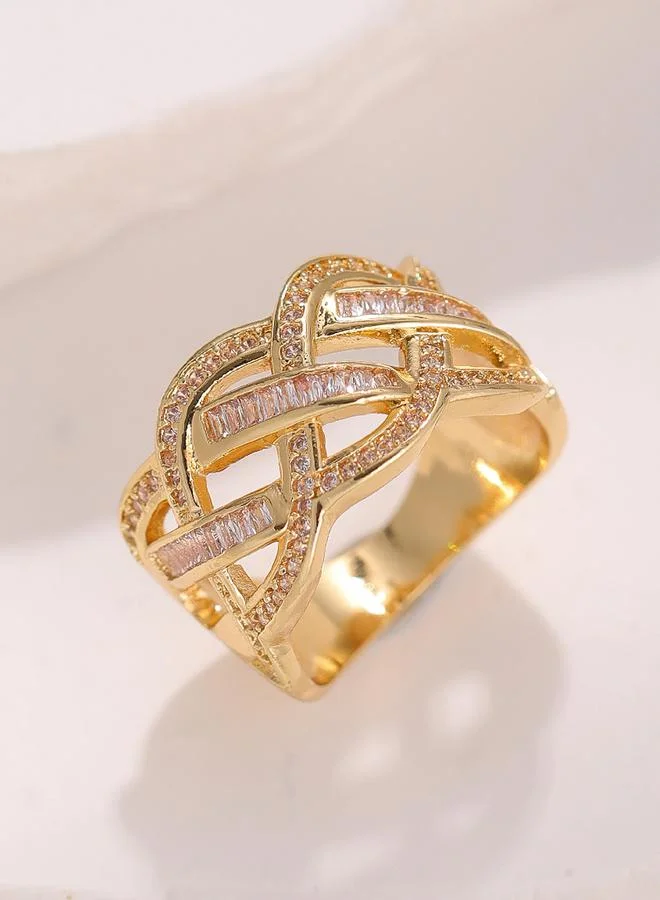 Take Two Gold Plated Cubic Zirconia Intertwined Ring