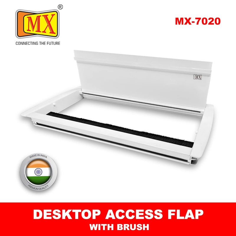 MX غطاء وصول مع فرشاة / غطاء طاولة قابل للطي / غطاء ثقب الكابل / غطاء ثقب الكابل / جراميت معدني مستطيل للكابل (قطع -316X132 مم) (أبيض) - Image 2