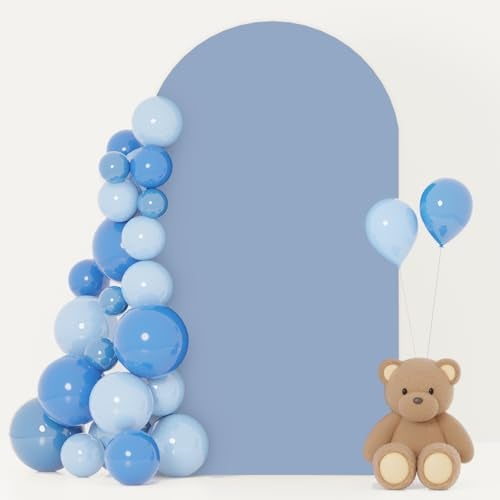FOTSHARER Dusty Blue Arch Cover 3.3x6.6 FT Wedding Arch Cover Spandex Fitted Wedding Arch Stand Covers for Arch Backdrop Stand Round Top Chiara Backdrop Cover for Bridal Baby Shower Party Decoration - Image 1