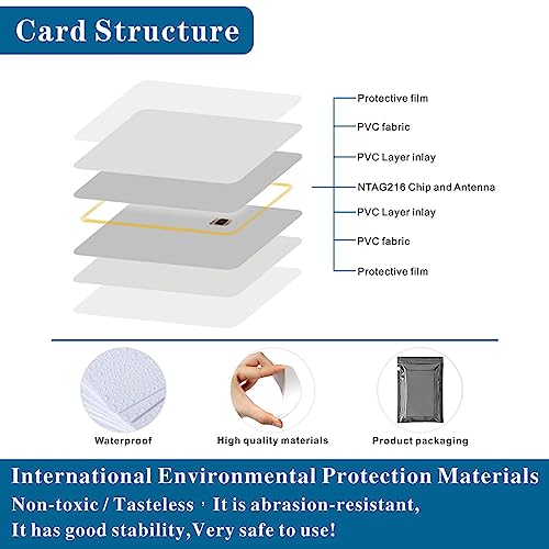 Timeskey NFC 100 Pieces NTAG216 Tags NTAG216 Chips NFC Tags NFC Card NFC Business Card NTAG216 Cards NFC Tag iPhone Compatible with All NFC Enabled Smartphones and Devices - Image 4
