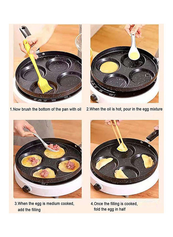 Non Stick 4-hole Breakfast Griddle Cooking Pan Black 24.5x2x42cm - Image 5