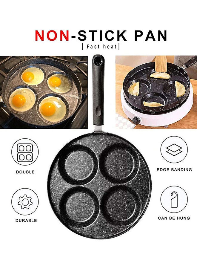 Non Stick 4-hole Breakfast Griddle Cooking Pan Black 24.5x2x42cm - Image 4