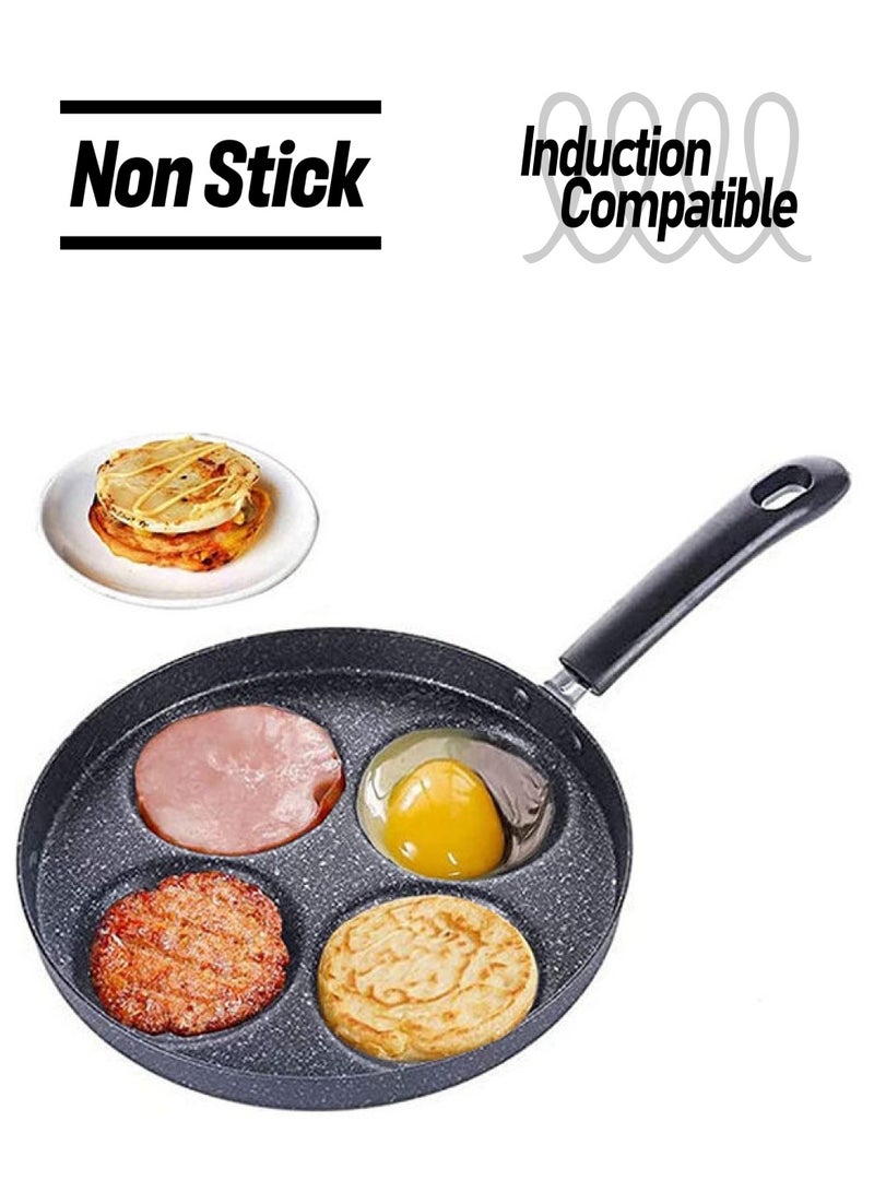 Non Stick 4-hole Breakfast Griddle Cooking Pan Black 24.5x2x42cm - Image 1