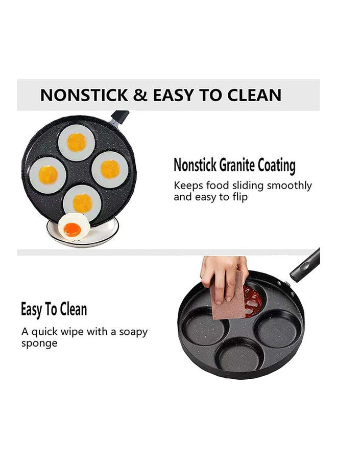 Non Stick 4-hole Breakfast Griddle Cooking Pan Black 24.5x2x42cm - Image 3