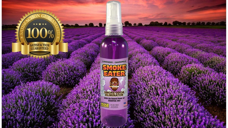 Smoke Eater - Breaks Down Smoke Odor at The Molecular Level - Eliminates Cigarette, Cigar or Smoke On Clothes, in Cars, Boats, Homes, and Office - 4 oz Travel Spray Bottle (Lavender) - Image 1