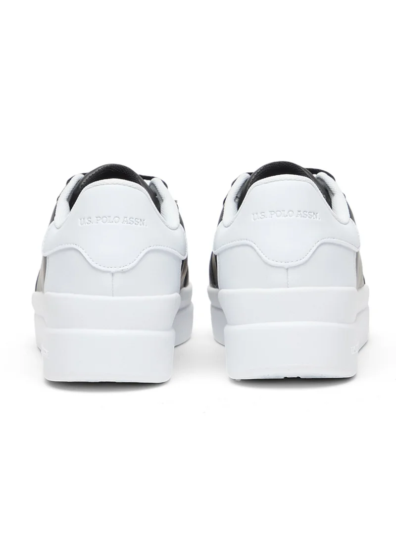 U.S. Polo Assn. Women's Black Low-Top Sneakers - Sleek Style with Lace-Up Design and Contrast White Heel Accent for Everyday Wear