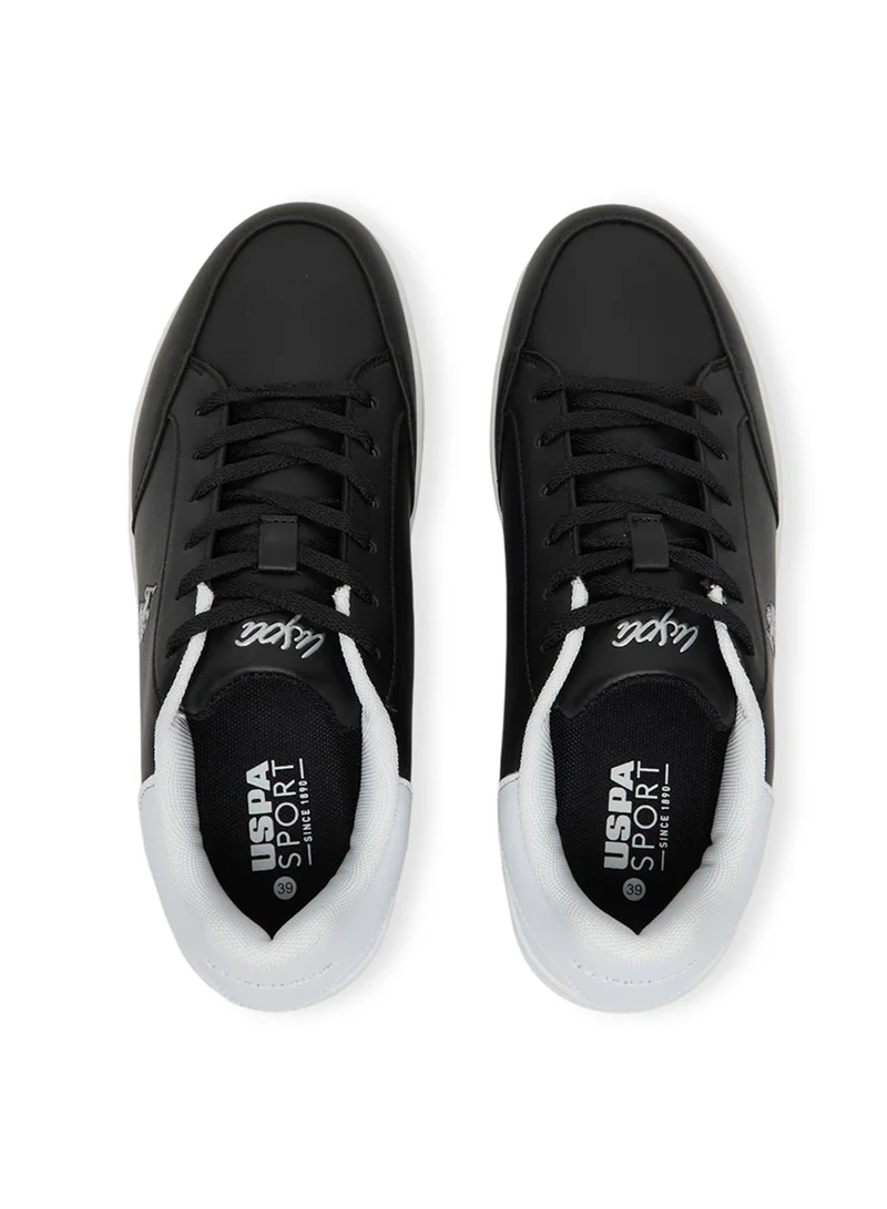 U.S. Polo Assn. Women's Black Low-Top Sneakers - Sleek Style with Lace-Up Design and Contrast White Heel Accent for Everyday Wear