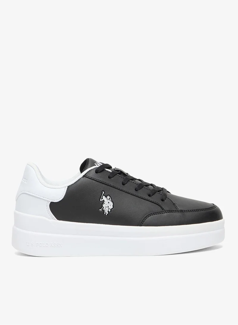 U.S. Polo Assn. Black/White Women's Black Low-Top Sneakers - Sleek Style with Lace-Up Design Shoes and Contrast White Heel Accent for Everyday Wear for Women | Best Price UAE