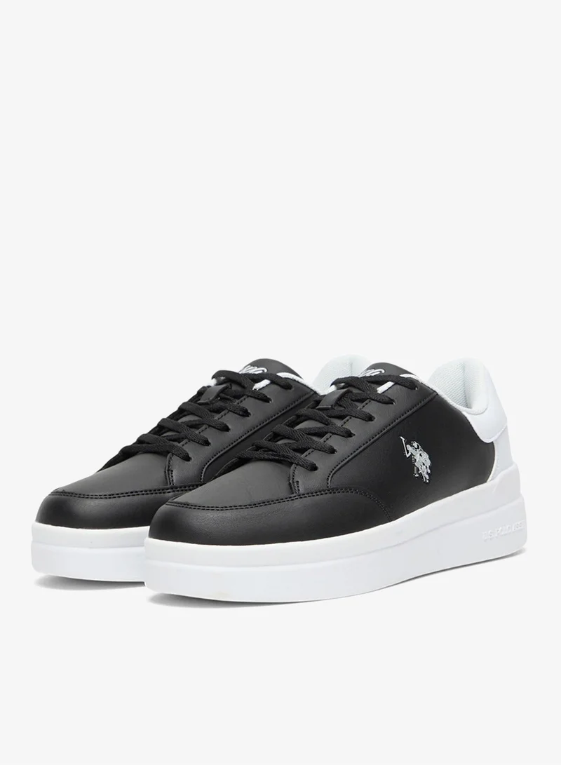 U.S. Polo Assn. Black/White Women's Black Low-Top Sneakers - Sleek Style with Lace-Up Design Shoes and Contrast White Heel Accent for Everyday Wear for Women | Best Price UAE