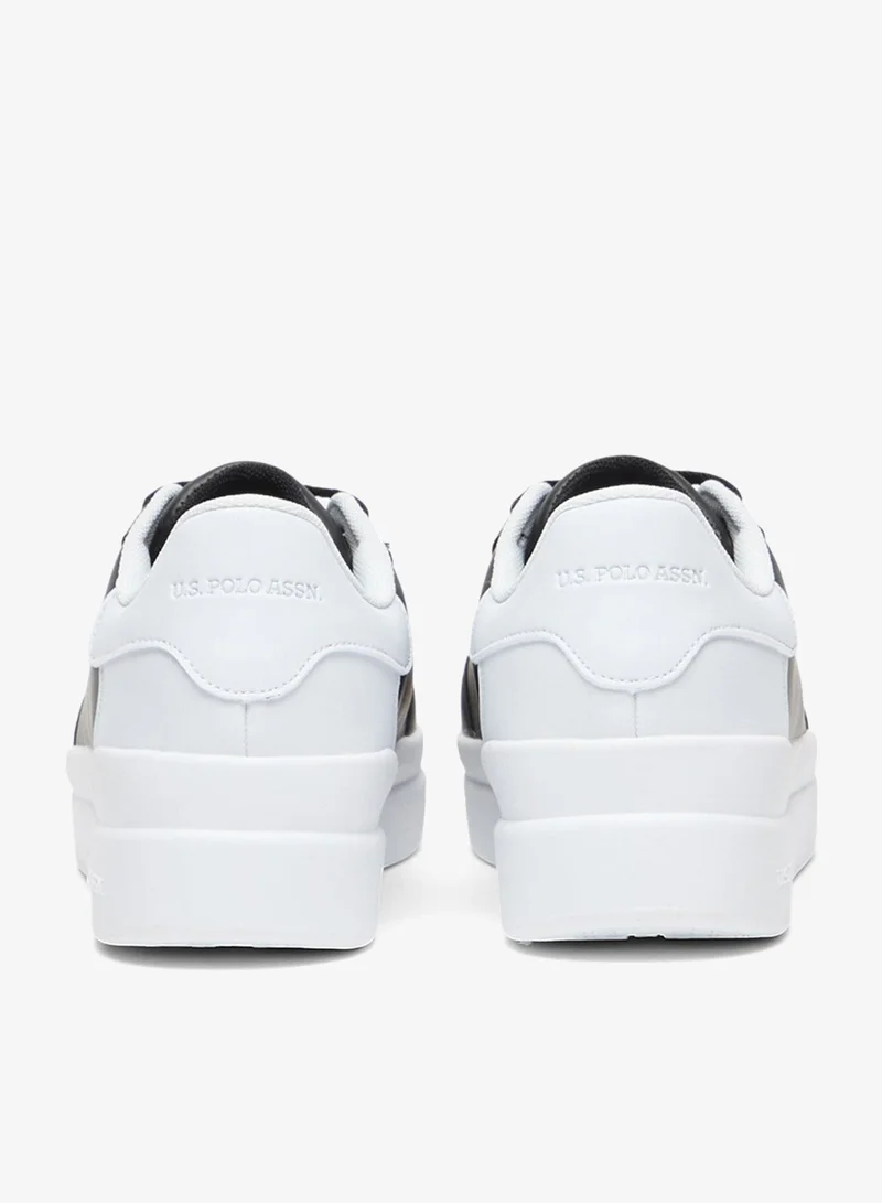U.S. Polo Assn. Black/White Women's Black Low-Top Sneakers - Sleek Style with Lace-Up Design Shoes and Contrast White Heel Accent for Everyday Wear for Women | Best Price UAE