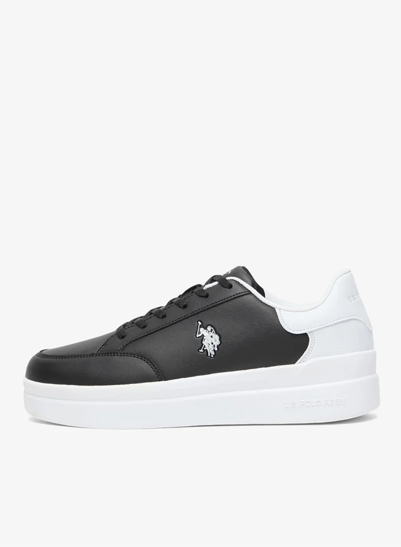 U.S. Polo Assn. Black/White Women's Black Low-Top Sneakers - Sleek Style with Lace-Up Design Shoes and Contrast White Heel Accent for Everyday Wear for Women | Best Price UAE