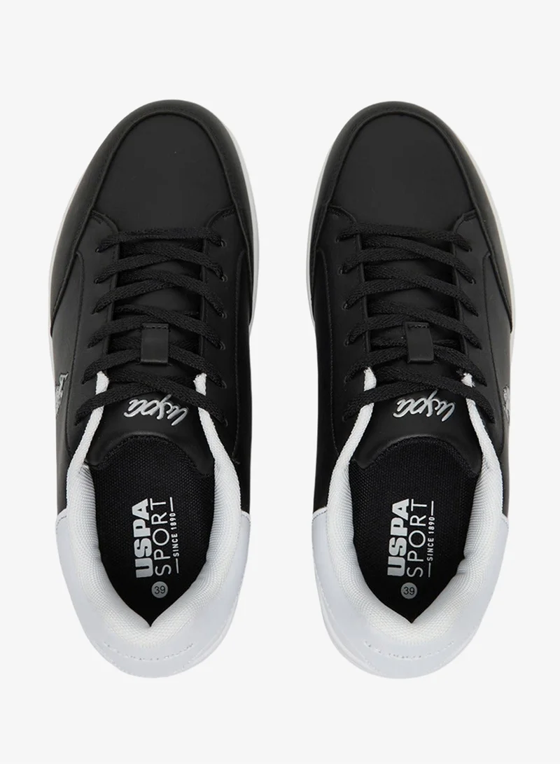 U.S. Polo Assn. Black/White Women's Black Low-Top Sneakers - Sleek Style with Lace-Up Design Shoes and Contrast White Heel Accent for Everyday Wear for Women | Best Price UAE