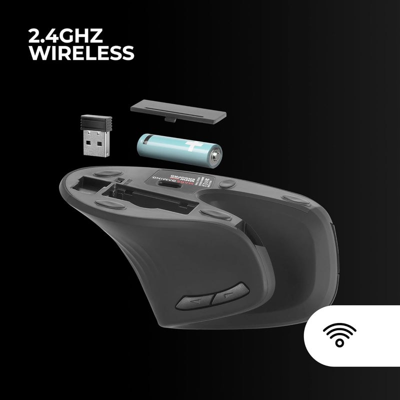 MARS GAMING MARSGAMING MMW-ERGOPRO Black, Ergonomic Vertical Wireless Mouse, Folded Design, Optical Sensor 3200DPI, Huano Switch, Wireless Receiver 2.4GHz, Multi-Platform Support - Image 5