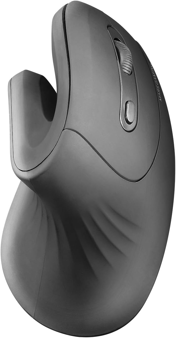 MARS GAMING MARSGAMING MMW-ERGOPRO Black, Ergonomic Vertical Wireless Mouse, Folded Design, Optical Sensor 3200DPI, Huano Switch, Wireless Receiver 2.4GHz, Multi-Platform Support - Image 1