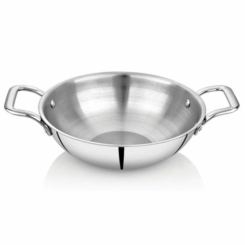 Flixbloom Complete Kitchen TriPly Stainless Steel Cookware Induction BaseLPG Compatible Kadai with SAS Inclusion SteelAluminiumSteel Kadhai for Cooking Serving Kadai with Lid 2 Litre - Image 3