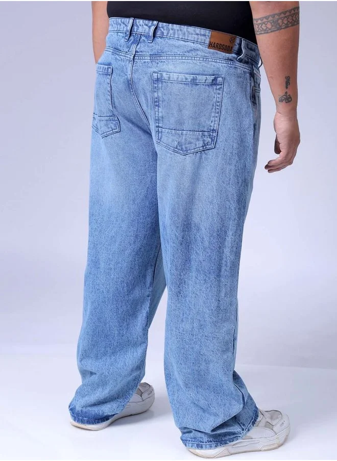 هاردسودا Men Plus Size Baggy Fit Solid Mid-Rise Jeans