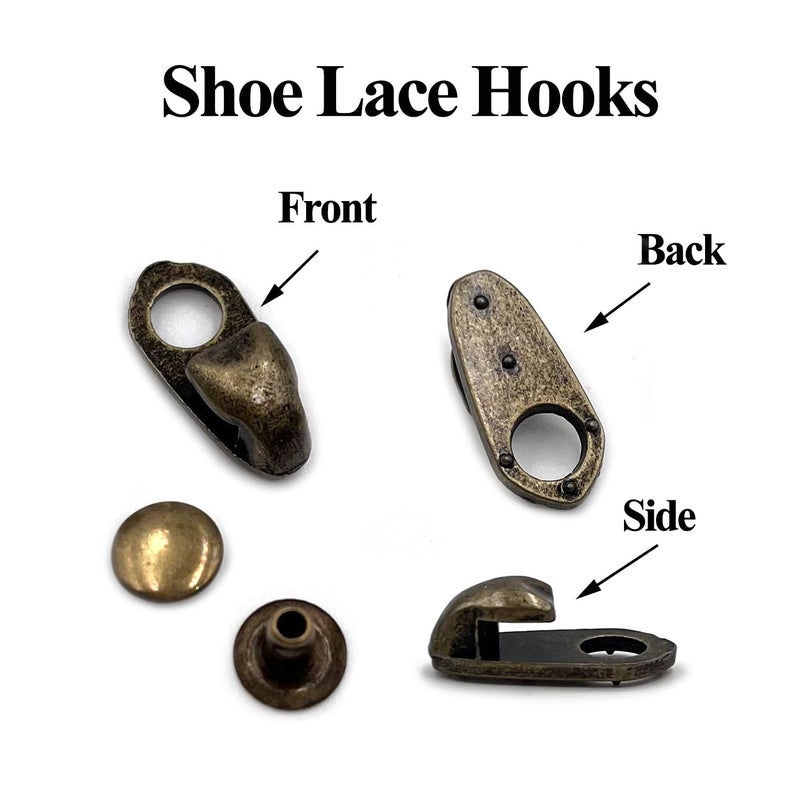 Honigo 12 Sets Shoe Lace Hooks Bronze Alloy Shoelace Buckles Boot Hooks with Rivets for Repair/Camp/Hike/Climb Accessories - Image 4