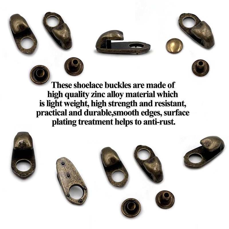 Honigo 12 Sets Shoe Lace Hooks Bronze Alloy Shoelace Buckles Boot Hooks with Rivets for Repair/Camp/Hike/Climb Accessories - Image 5