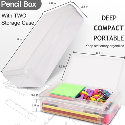 SFLHHDM Large Pencil Box Double Layer Capacity Pencils Holders Clear Hard Pen Case with Snaptight Lid Plastic Pencil Case for Office School Pen Boxes Storage School Box Transparent1pcs - Image 3