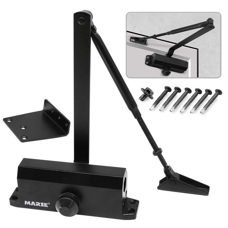 MARIE Automatic Adjustable Size 3 Spring Hydraulic Door Closer Heavy Duty Auto Closer for Residential and Commercial Doors Black