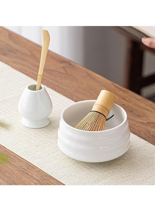 BOUND MOAT 4pcs Matcha Set Matcha Whisk Kit Included Matcha Bowl, Bamboo Whisk,Ceramic Whisk Holder,Scoop,Traditional Matcha Tool Set for Matcha Tea Ceremony (Pure White) - Image 3