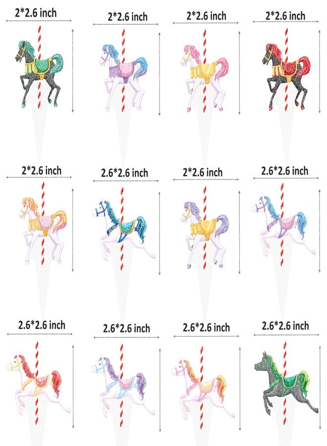 umoni Carousel Horse Cupcake Toppers Carousel Birthday Party Decorations 48Pcs Colorful Carousel Horse Party Cupcake Picks Amusement Carousel Horse Party Decorations for Baby Shower Party Supplies - Image 5