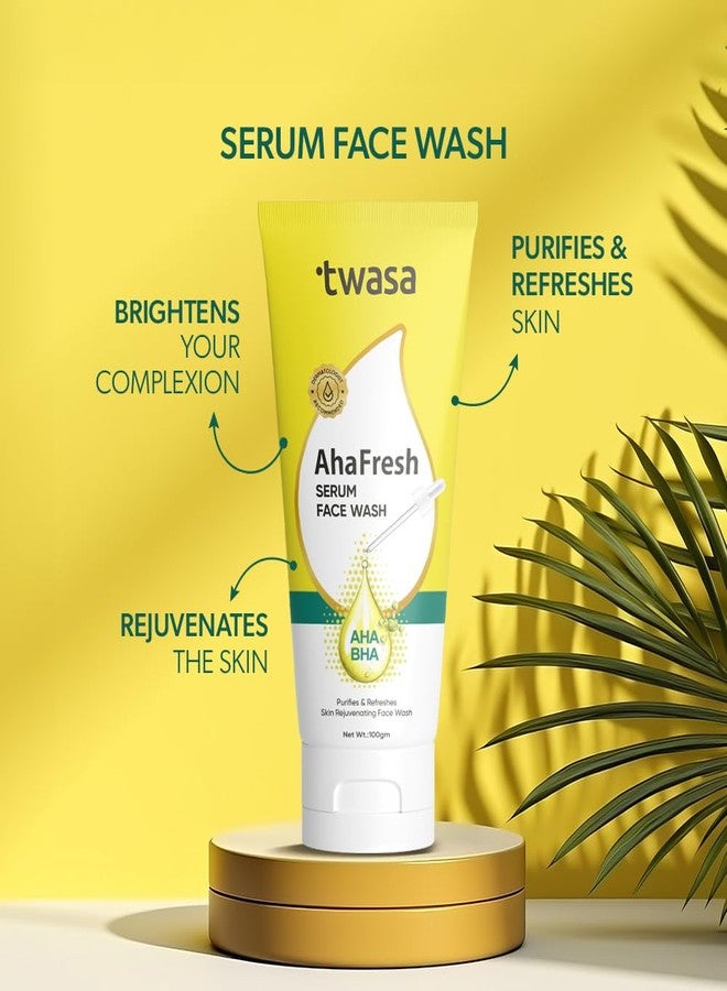 Twasa AHA Fresh Serum Face Wash with AHA+BHA, Vitamin E & Aloe Vera | Exfoliating & Anti-Acne Face Wash for Pimples, Dark Spots, Oil Control & Glowing Skin | For Men & Women | 100 ml - Image 2
