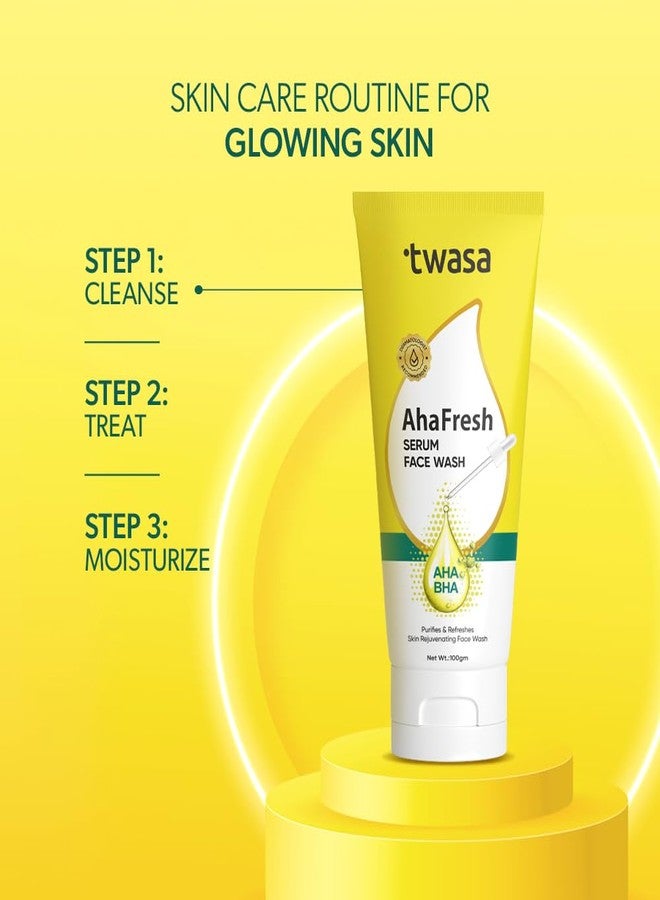 Twasa AHA Fresh Serum Face Wash with AHA+BHA, Vitamin E & Aloe Vera | Exfoliating & Anti-Acne Face Wash for Pimples, Dark Spots, Oil Control & Glowing Skin | For Men & Women | 100 ml - Image 5