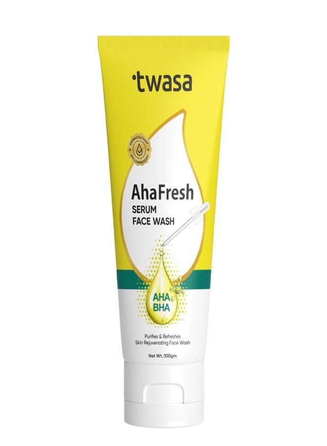 Twasa AHA Fresh Serum Face Wash with AHA+BHA, Vitamin E & Aloe Vera | Exfoliating & Anti-Acne Face Wash for Pimples, Dark Spots, Oil Control & Glowing Skin | For Men & Women | 100 ml - Image 1