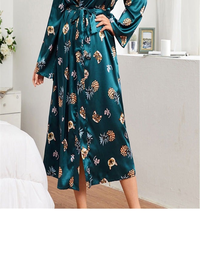 Loquat Women's Printed Pajamas Blue/Green - Image 2