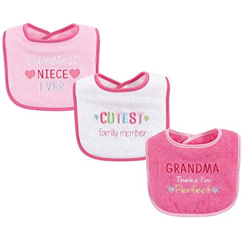 Luvable Friends Unisex Baby Cotton Drooler Bibs with Fiber Filling, Girl Family, One Size - Image 1