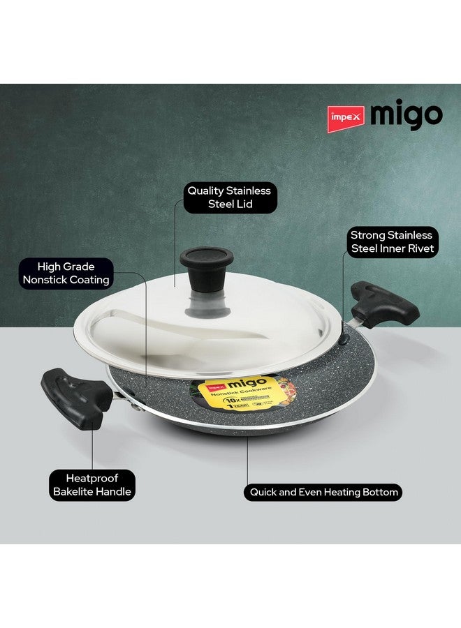 Impex Nonstick Granite Appachatty with Lid | Aluminium Non Stick Appam Pan with Stainless Steel Lid | Aluminium Appam Pan 200 mm | 1 Year Warranty - Image 3