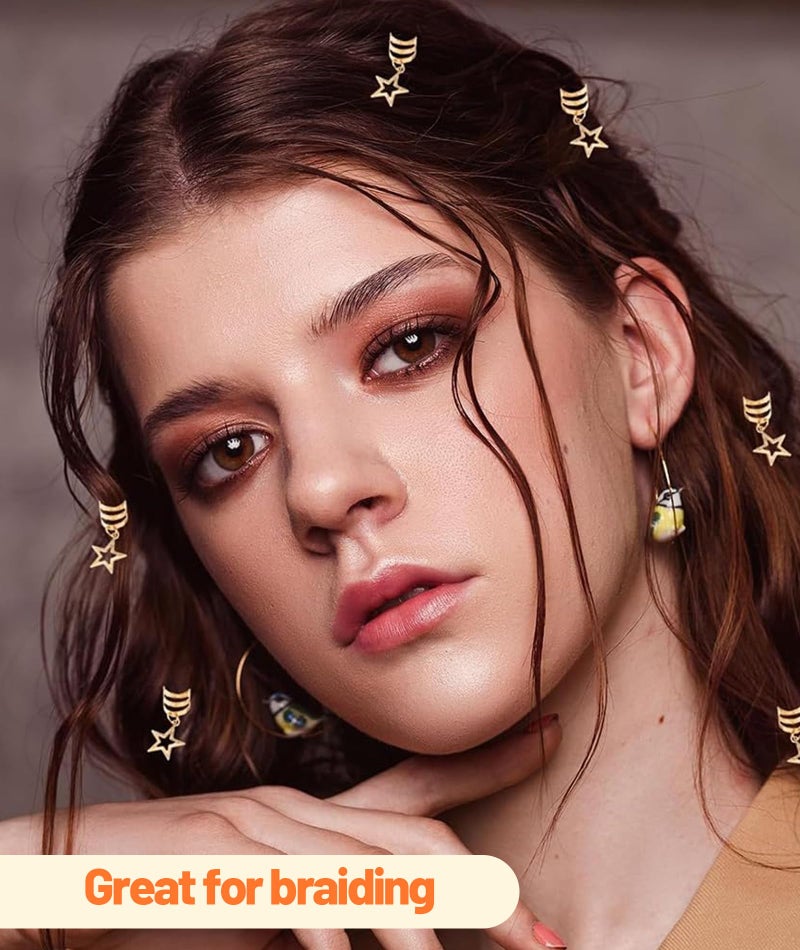 XFSAFDM 36 Pcs Gold Hair Cuffs, Hair Braid Accessories For Women, Hair Rings For Braids Hair Beads Hair Charms Hair Jewelry For Women Girls Festival Gold Hair Accessories For Dreadlocks(Multi Style) - Image 5
