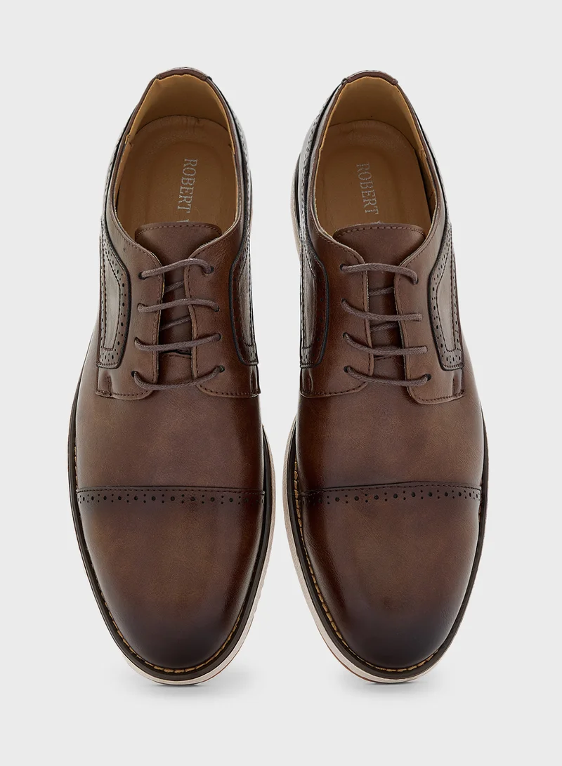 Robert Wood Preforation Detail Casual Lace Ups