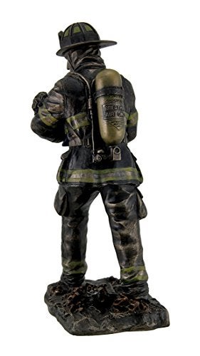 Veronese Design Resin Statues Firefighter Carrying Child Metallic Bronze Statue 11 Inches Tall 5 X 11 X 4.5 Inches Bronze - Image 4