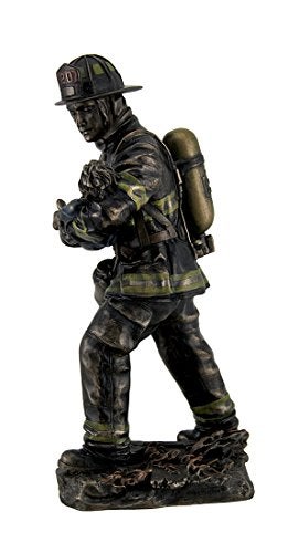 Veronese Design Resin Statues Firefighter Carrying Child Metallic Bronze Statue 11 Inches Tall 5 X 11 X 4.5 Inches Bronze - Image 5
