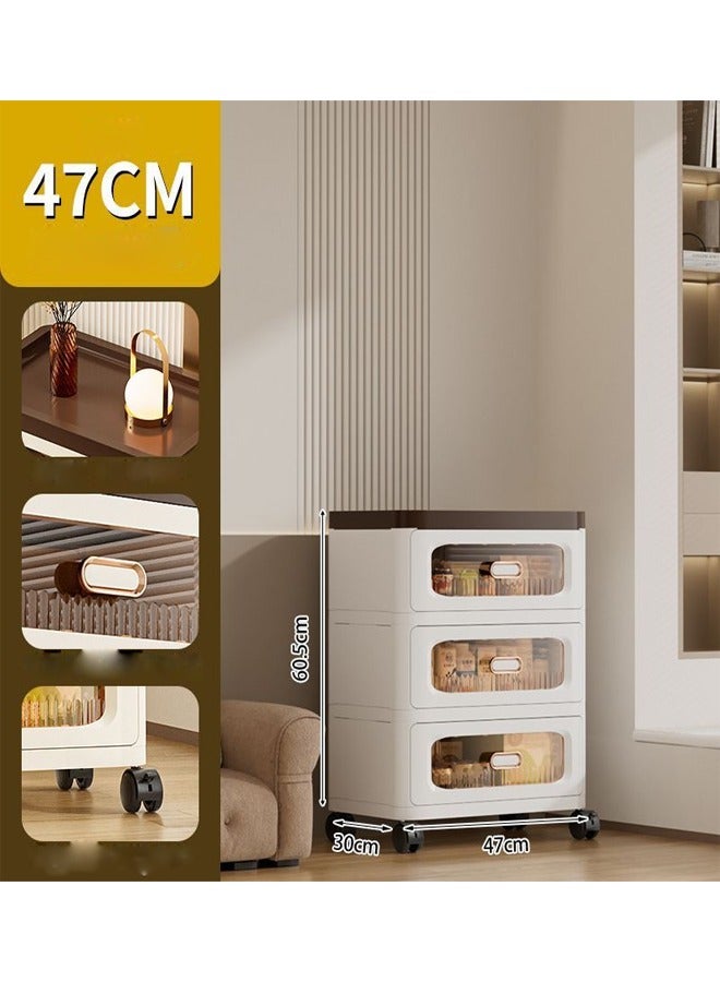 إيه تي إم خزانة تخزين بلاستيكية معيارية بعجلات وأدراج شفافة - 3 طبقات، 47 × 30 × 60.5 سم