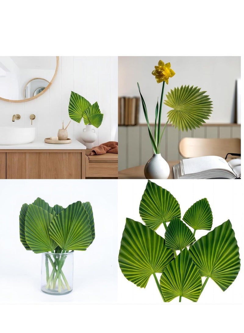 Artificial Palm Leaves, 4 Bundles Artificial Palm Leaf Palm Tropical Leaves Fake Palm Fronds, Faux Green Tropical Leaves for DIY Party Decor, Home Garden Hawaiian Party Jungle Party Decoration - Image 3