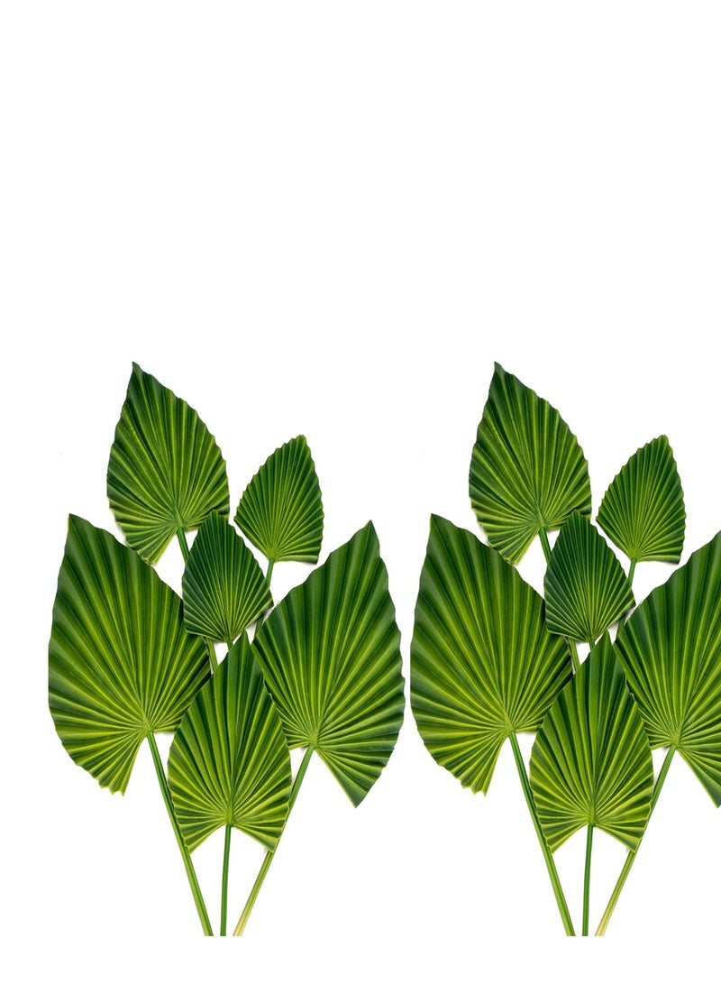 Artificial Palm Leaves, 4 Bundles Artificial Palm Leaf Palm Tropical Leaves Fake Palm Fronds, Faux Green Tropical Leaves for DIY Party Decor, Home Garden Hawaiian Party Jungle Party Decoration - Image 1