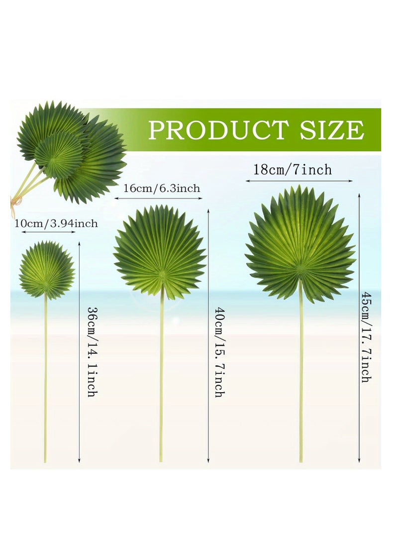 Artificial Palm Leaves, 4 Bundles Artificial Palm Leaf Palm Tropical Leaves Fake Palm Fronds, Faux Green Tropical Leaves for DIY Party Decor, Home Garden Hawaiian Party Jungle Party Decoration - Image 4