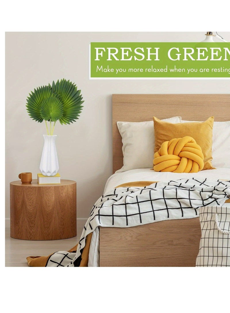 Artificial Palm Leaves, 4 Bundles Artificial Palm Leaf Palm Tropical Leaves Fake Palm Fronds, Faux Green Tropical Leaves for DIY Party Decor, Home Garden Hawaiian Party Jungle Party Decoration - Image 5