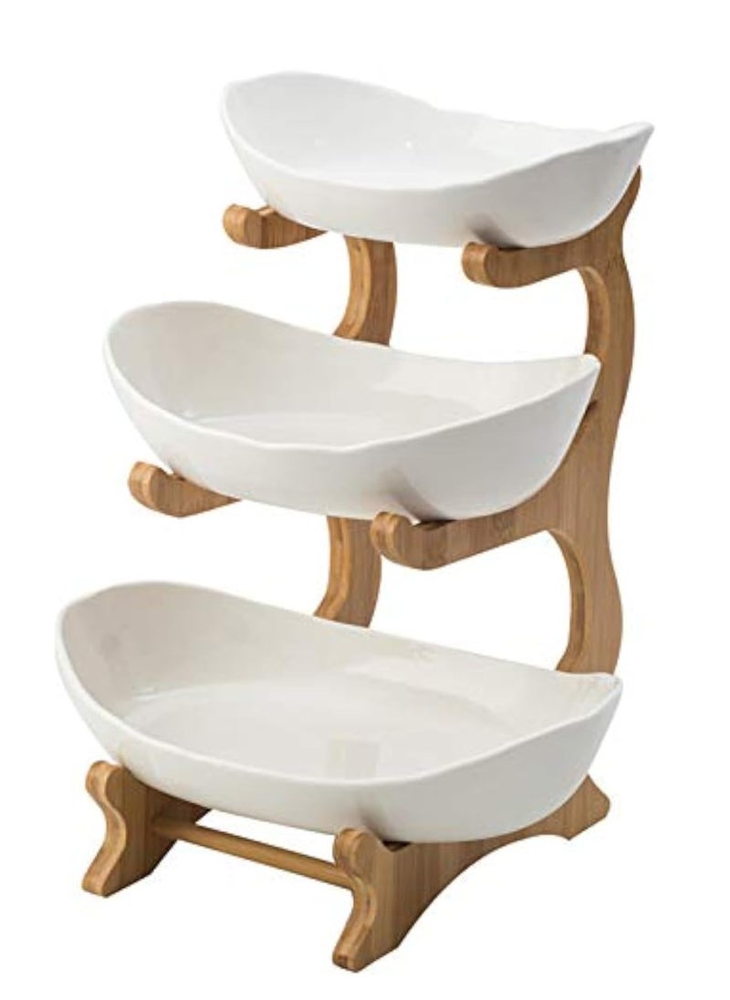 TRASSLE Fruit tray, European style light luxury dried fruit tray, bamboo and wood frame, household snack tray, candy tray, fruit basket  - Image 1