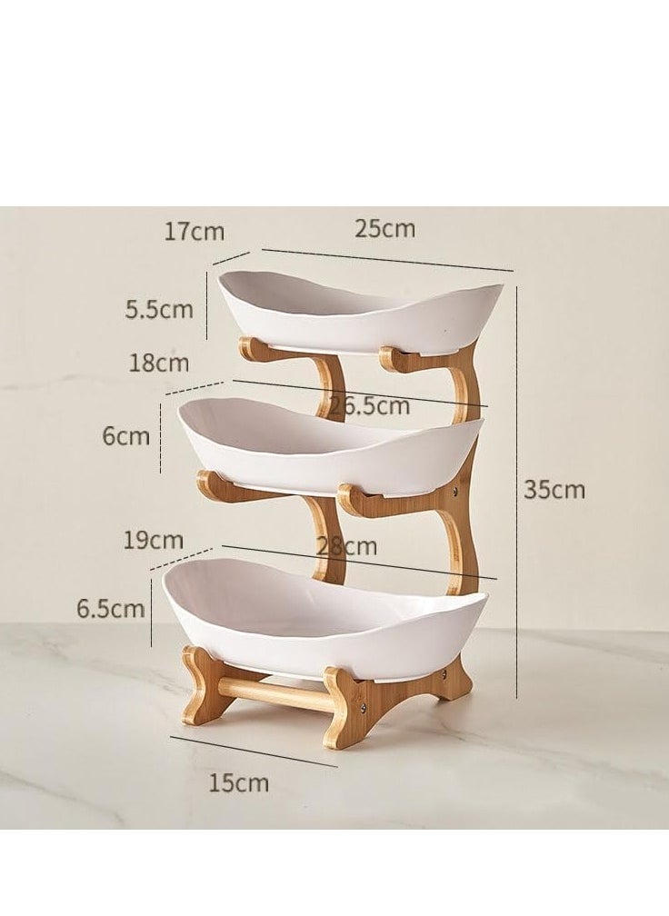 TRASSLE Fruit tray, European style light luxury dried fruit tray, bamboo and wood frame, household snack tray, candy tray, fruit basket  - Image 3