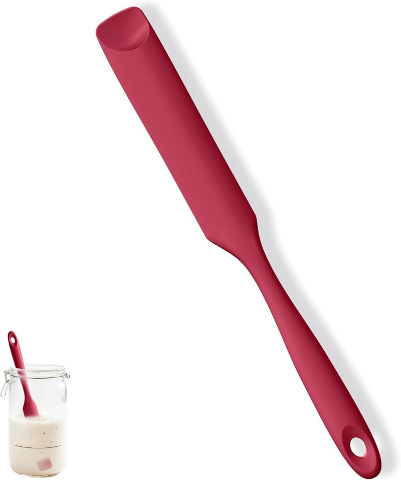 UTaste Silicone Jar Spatula for Sourdough Starter: Long Skinny Food-Grade Jam Spreader, Sturdy Stirring Stick Bowl Scraper with Flexible Spoon Tip, Mixing Icing Tool, Peanut Butter Knife (Red) - Image 1