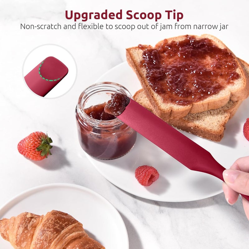 UTaste Silicone Jar Spatula for Sourdough Starter: Long Skinny Food-Grade Jam Spreader, Sturdy Stirring Stick Bowl Scraper with Flexible Spoon Tip, Mixing Icing Tool, Peanut Butter Knife (Red) - Image 4