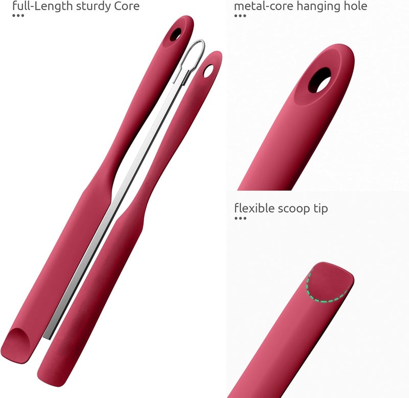 UTaste Silicone Jar Spatula for Sourdough Starter: Long Skinny Food-Grade Jam Spreader, Sturdy Stirring Stick Bowl Scraper with Flexible Spoon Tip, Mixing Icing Tool, Peanut Butter Knife (Red) - Image 5