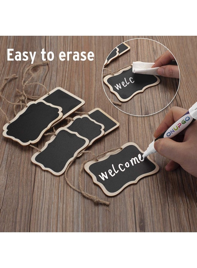 OnUpgo 20 Pack Chalkboard Tags With Liquid Chalk Marker Mini Erasable Chalkboards With Hanging String Wooden Mini Chalkboard Signs Hanging Chalkboard Labels Price Tags Message Tags - Image 4