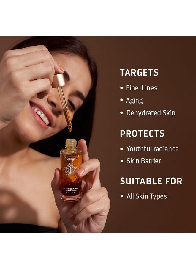 Indulgeo ESSENTIALS Zafferano Oil 30Ml- Beauty Face Oil With Saffron, Lupin Seed Extract| 100% Organic & Cruelty-Free | Everyday Use In Winter  - Image 2