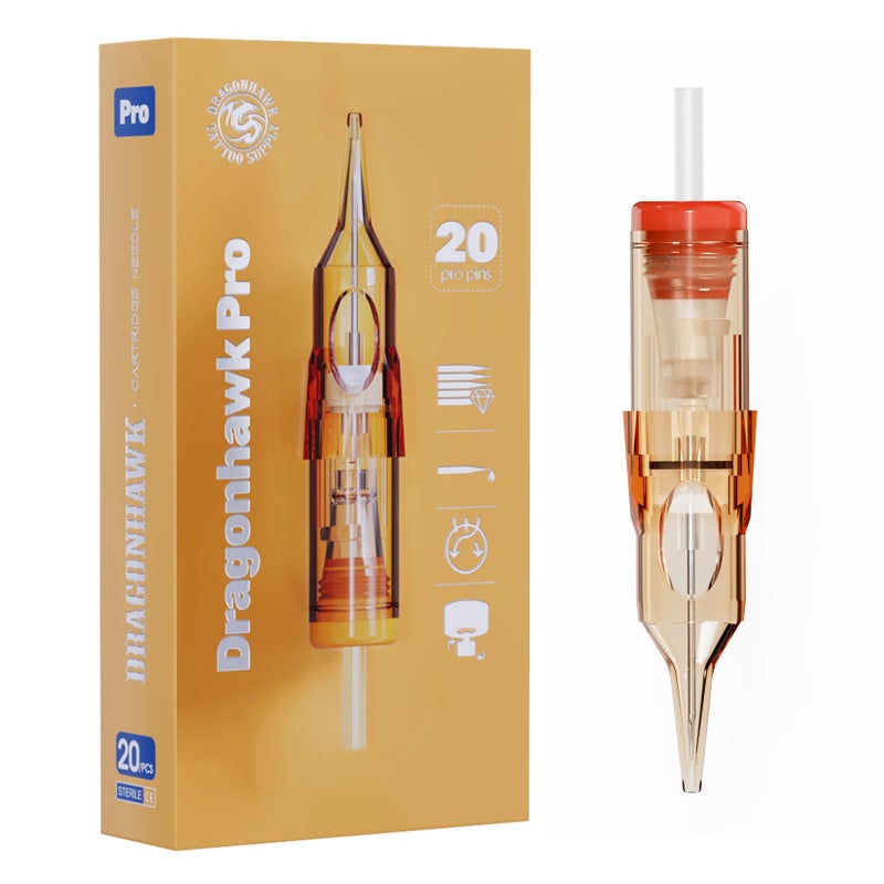 Dragonhawk Pro Tattoo Needles Cartridges, 1201RL Round Liner Pro Needles Pins for Super Artists, 20 Pcs Disposable - Image 1